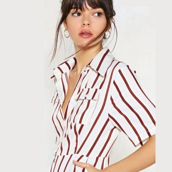 Nasty Gal White You're Just My Stripe Utility Jumpsuit​​​ - Picture 2 of 14